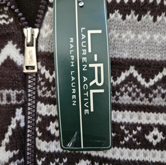 NWT - Lauren Ralph Lauren Active Zip-Up Brown Cardigan - Size XL - Picture 6 of 11